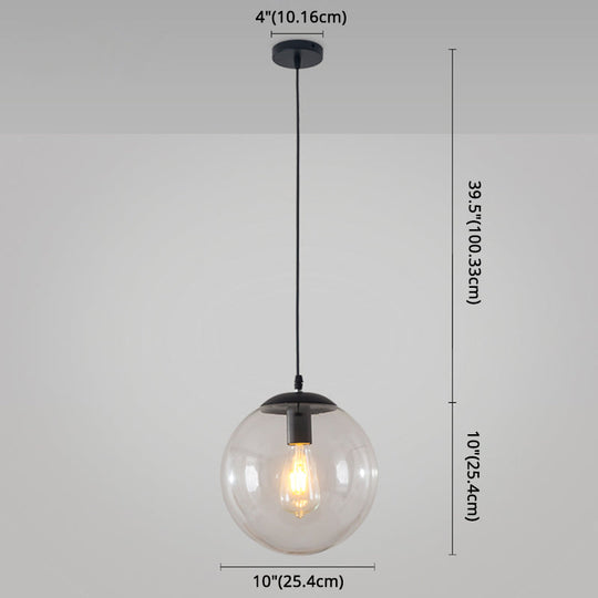 Minimalist Transparent Glass Ball Pendant Light with 39" Hanging Wire