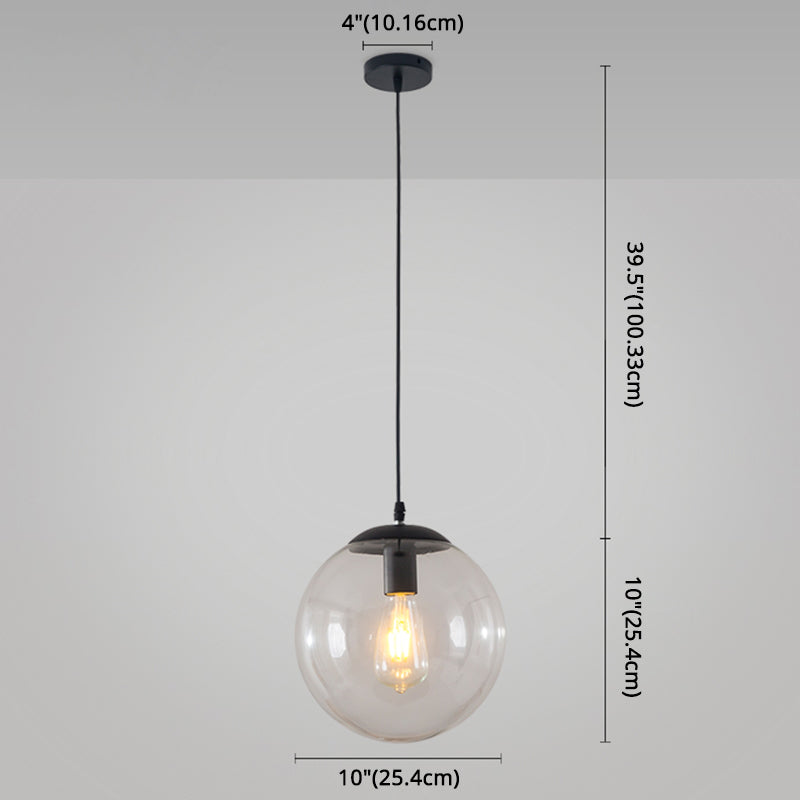 Minimalist 1-Light Pendant Light Bubble Transparent Glass Ball Shade With 39 Hanging Wire