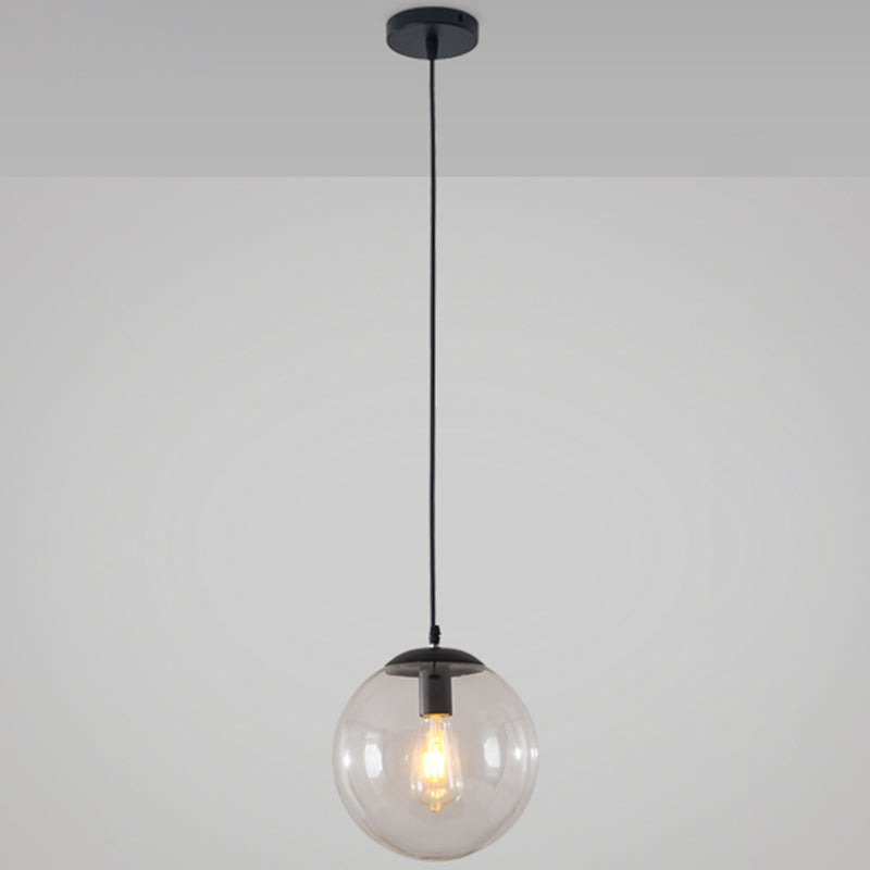 Minimalist Transparent Glass Ball Pendant Light with 39" Hanging Wire