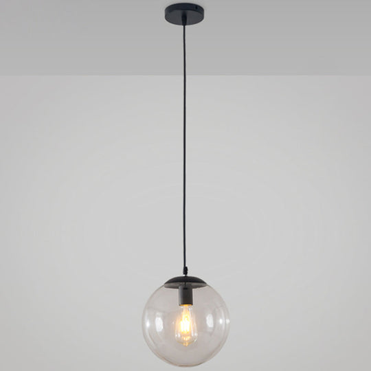 Minimalist Transparent Glass Ball Pendant Light with 39" Hanging Wire