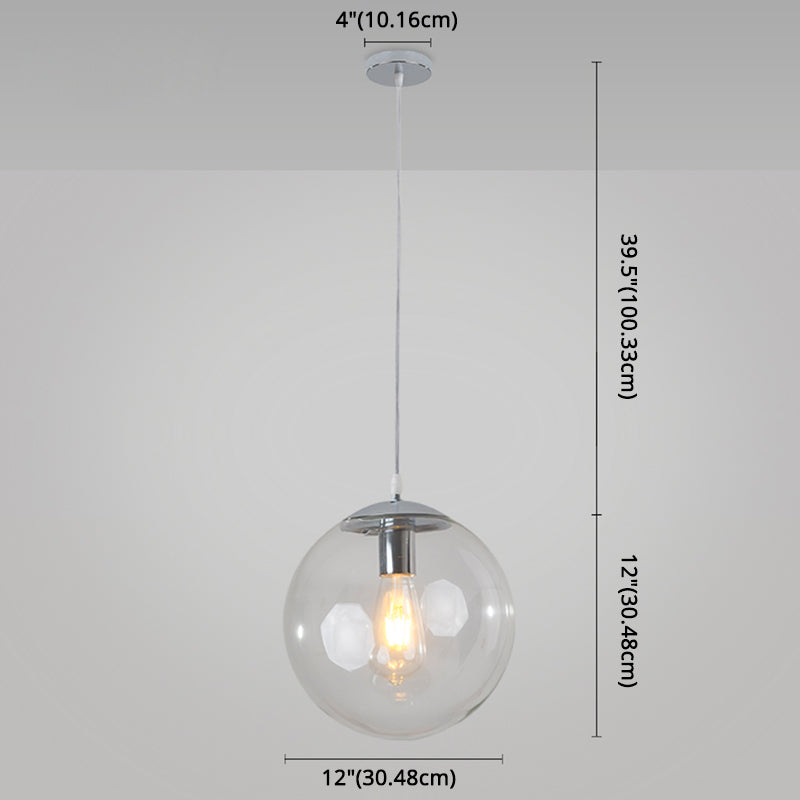 Minimalist Transparent Glass Ball Pendant Light with 39" Hanging Wire