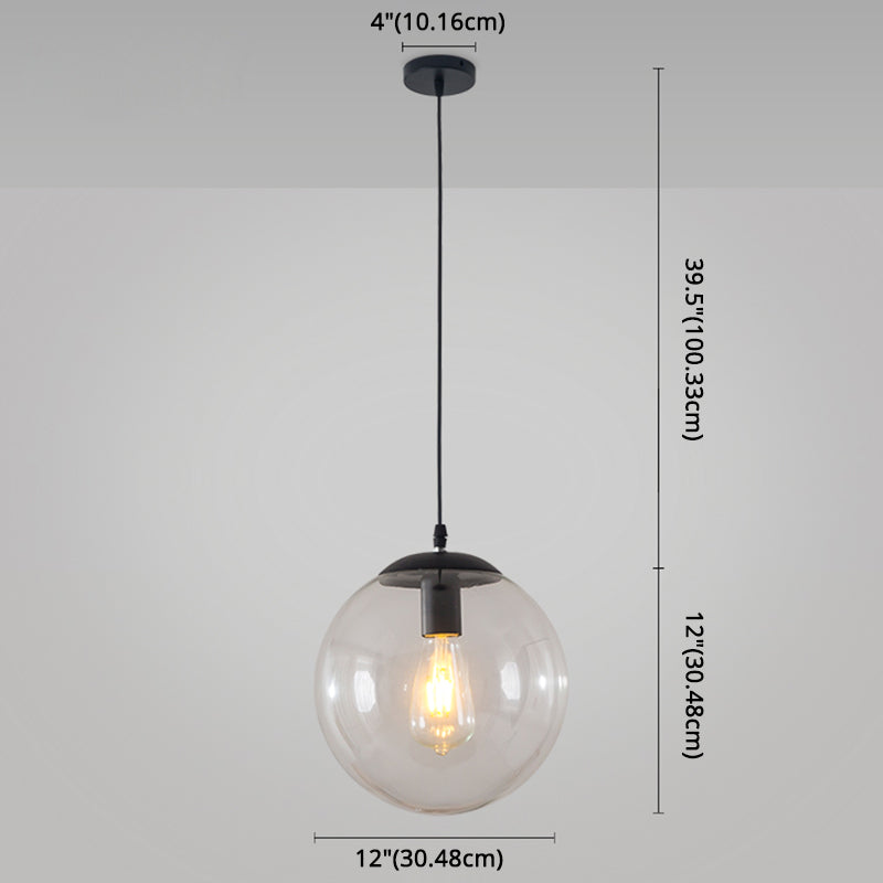 Minimalist Transparent Glass Ball Pendant Light with 39" Hanging Wire