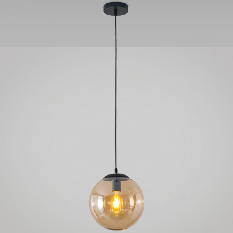 Minimalist 1-Light Pendant Light Bubble Transparent Glass Ball Shade With 39 Hanging Wire Amber / 6