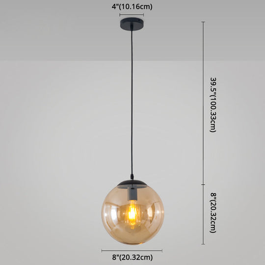 Minimalist Transparent Glass Ball Pendant Light with 39" Hanging Wire