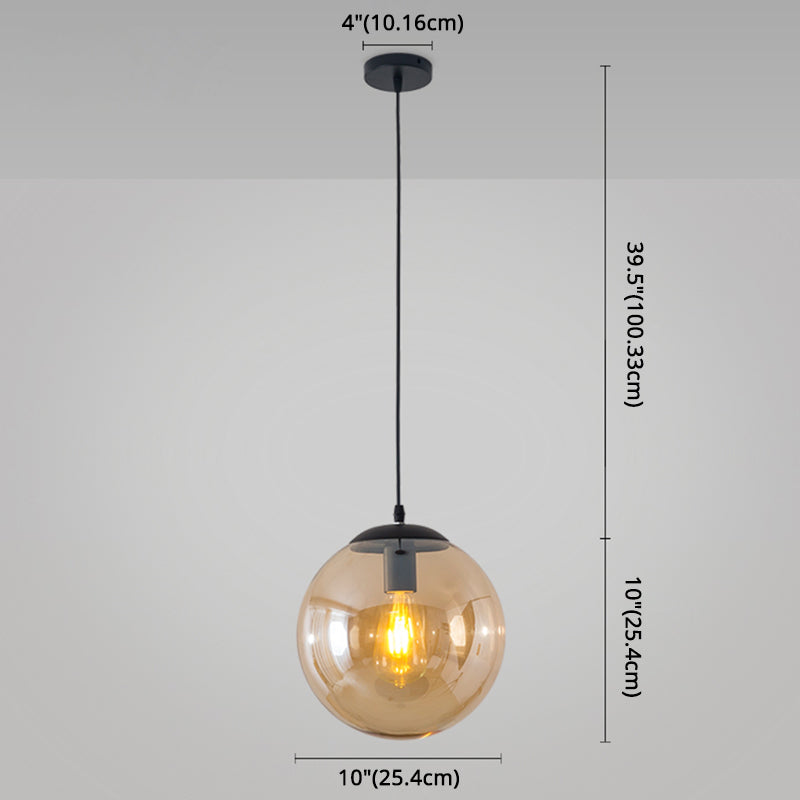 Minimalist Transparent Glass Ball Pendant Light with 39" Hanging Wire
