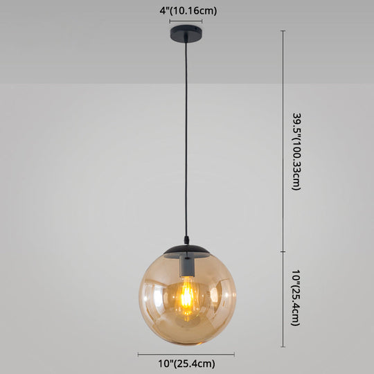Minimalist Transparent Glass Ball Pendant Light with 39" Hanging Wire