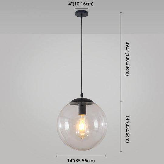 Minimalist 1-Light Pendant Light Bubble Transparent Glass Ball Shade With 39 Hanging Wire