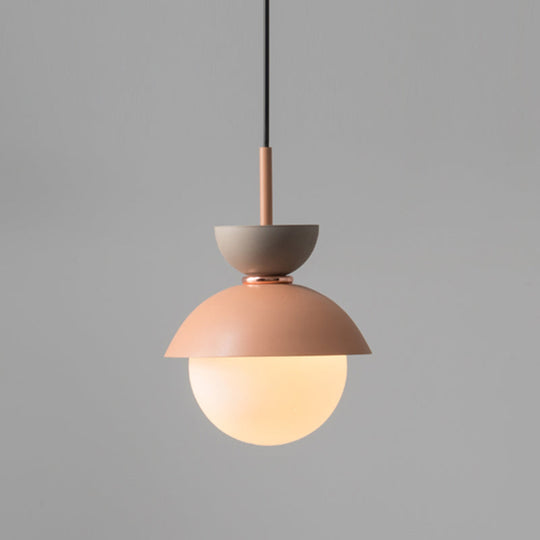 Nordic Macaroon Style Pendant Light With Frosted Milk White Glass Shade - Ideal For Dining Room And