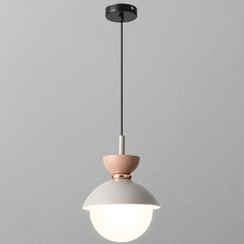Nordic Macaroon Style Pendant Light With Frosted Milk White Glass Shade - Ideal For Dining Room And