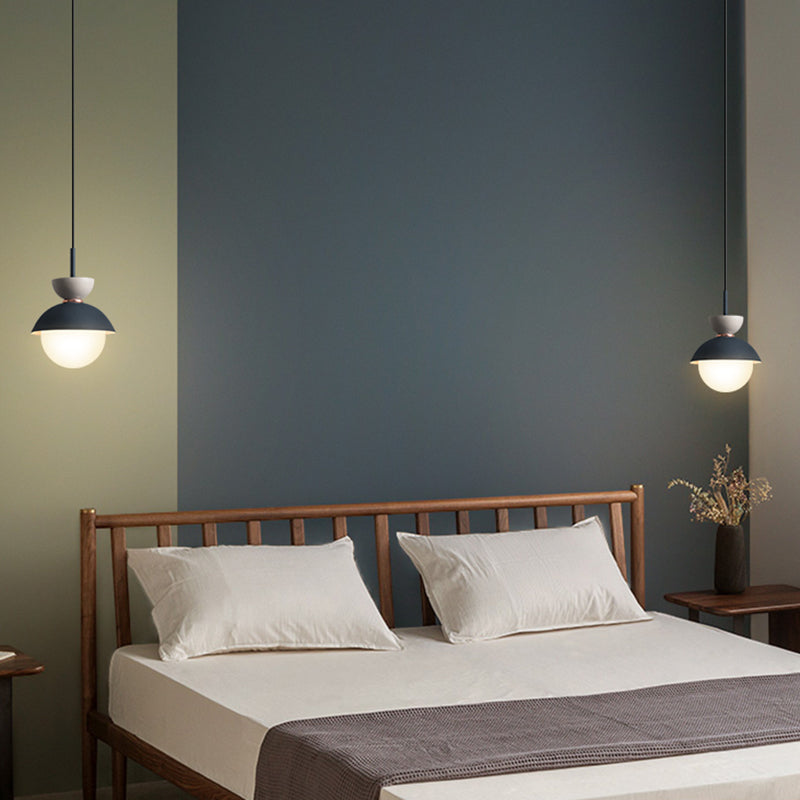 Nordic Macaroon Style Pendant Light With Frosted Milk White Glass Shade - Ideal For Dining Room And