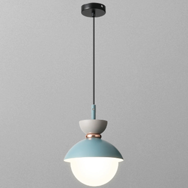 Nordic Macaroon Style Pendant Light With Frosted Milk White Glass Shade - Ideal For Dining Room And