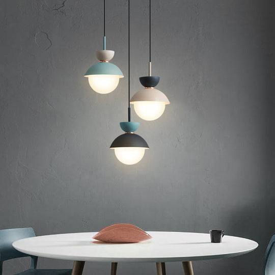 Nordic Macaroon Style Pendant Light with Frosted Glass Shade for Dining Room and Bedroom