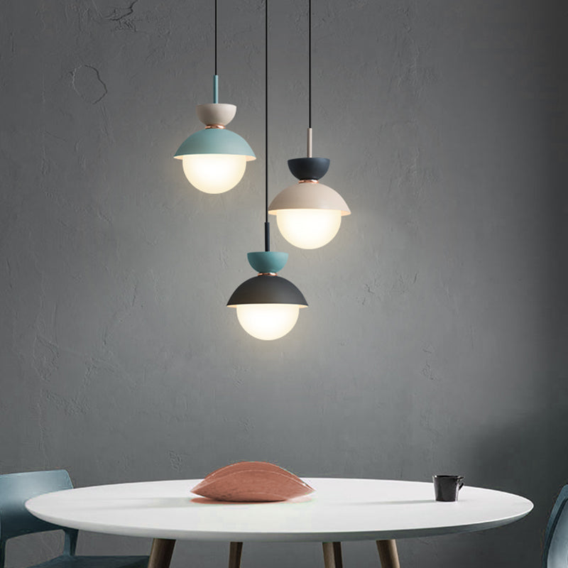 Nordic Macaroon Style Pendant Light With Frosted Milk White Glass Shade - Ideal For Dining Room And