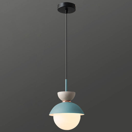 Nordic Macaroon Style Pendant Light With Frosted Milk White Glass Shade - Ideal For Dining Room And