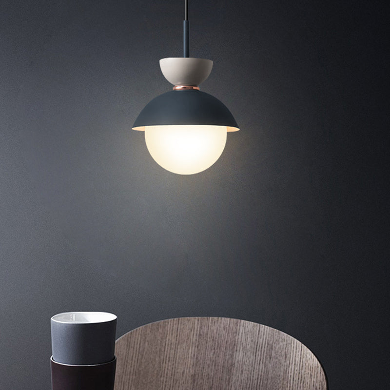 Nordic Macaroon Style Pendant Light with Frosted Glass Shade for Dining Room and Bedroom