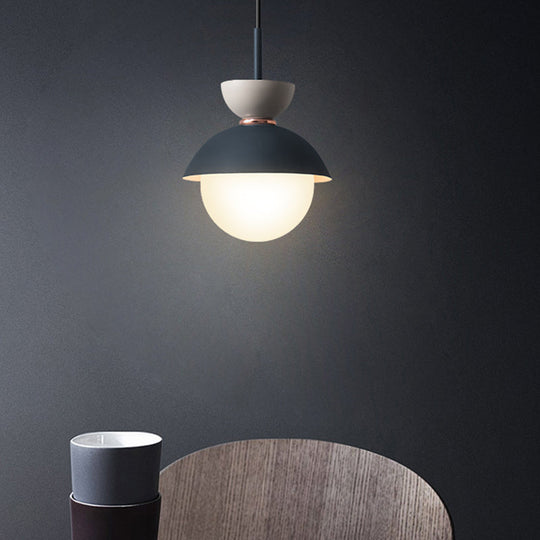 Nordic Macaroon Style Pendant Light with Frosted Glass Shade for Dining Room and Bedroom