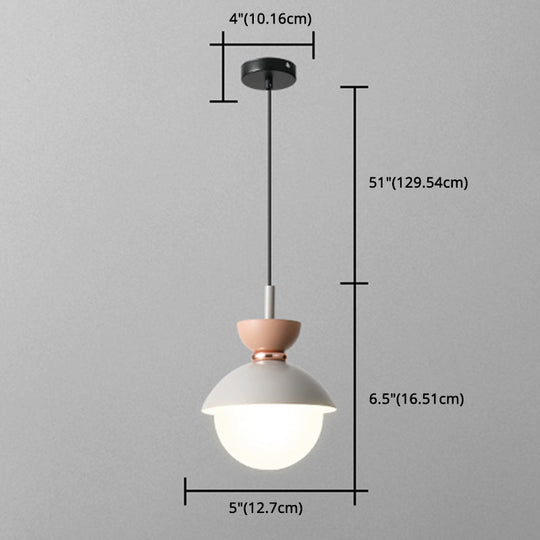 Nordic Macaroon Style Pendant Light with Frosted Glass Shade for Dining Room and Bedroom