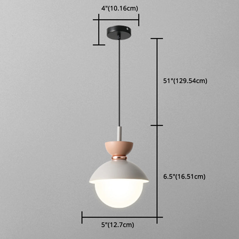 Nordic Macaroon Style Pendant Light With Frosted Milk White Glass Shade - Ideal For Dining Room And