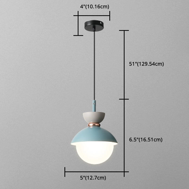 Nordic Macaroon Style Pendant Light with Frosted Glass Shade for Dining Room and Bedroom