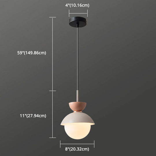 Nordic Macaroon Style Pendant Light with Frosted Glass Shade for Dining Room and Bedroom