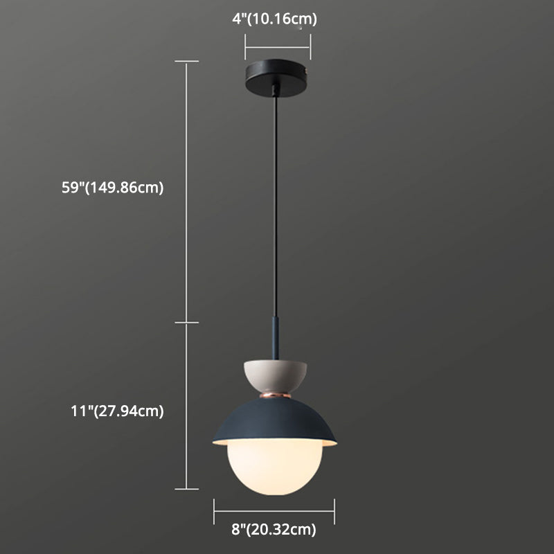 Nordic Macaroon Style Pendant Light with Frosted Glass Shade for Dining Room and Bedroom
