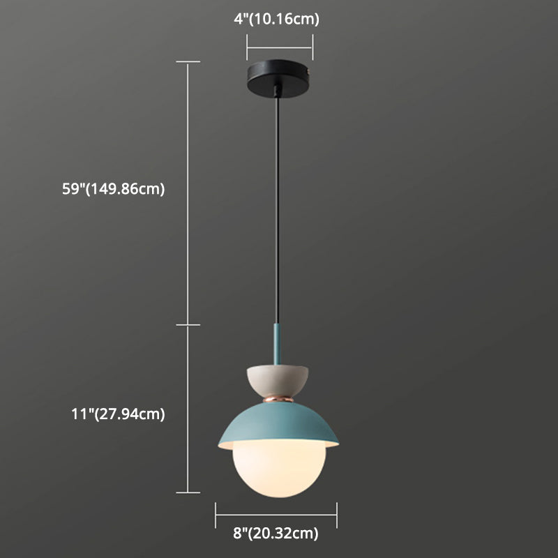 Nordic Macaroon Style Pendant Light With Frosted Milk White Glass Shade - Ideal For Dining Room And