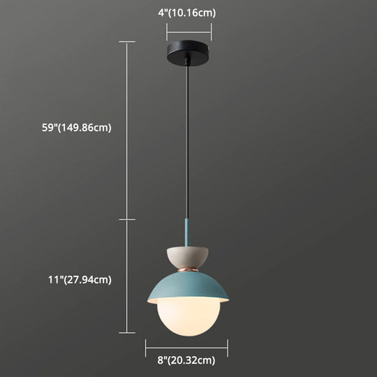 Nordic Macaroon Style Pendant Light With Frosted Milk White Glass Shade - Ideal For Dining Room And