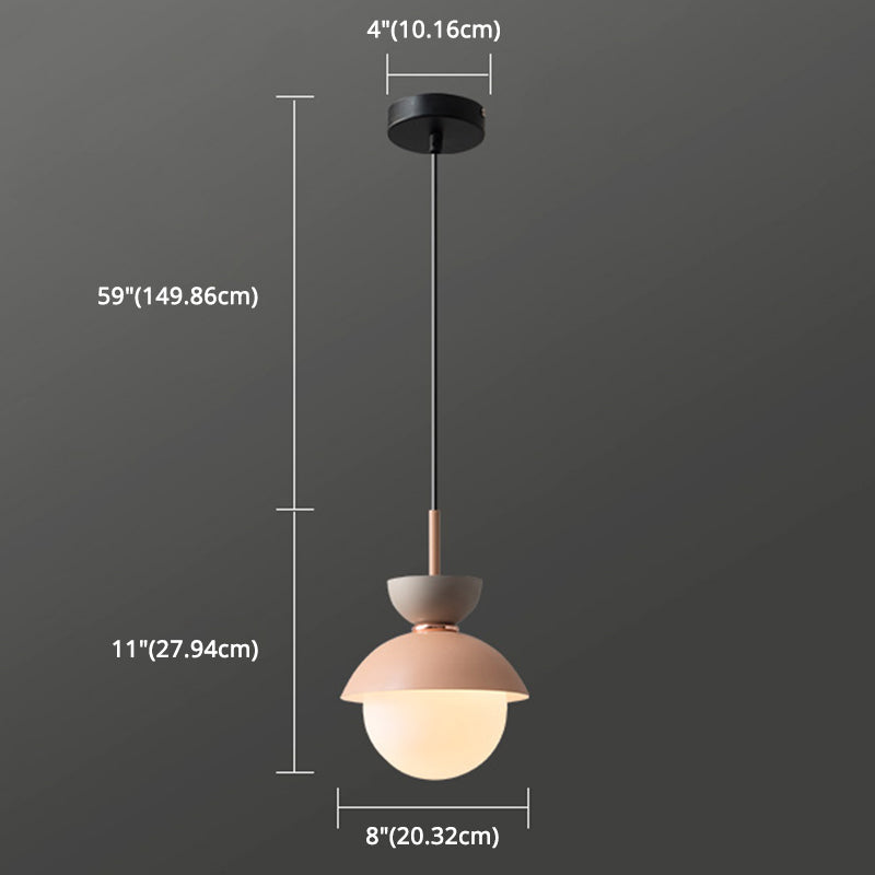 Nordic Macaroon Style Pendant Light with Frosted Glass Shade for Dining Room and Bedroom