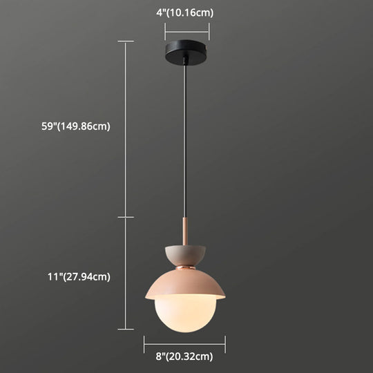 Nordic Macaroon Style Pendant Light with Frosted Glass Shade for Dining Room and Bedroom