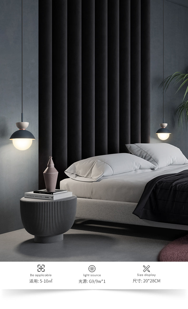 Nordic Macaroon Style Pendant Light with Frosted Glass Shade for Dining Room and Bedroom