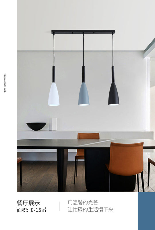 Metal Macaroon Style Goblet Shade Hanging Light - 3 Lights Suspension Lamp For Dining Room Foyer