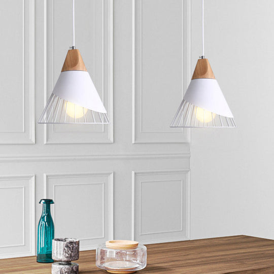 Minimalist Nordic Macaroon Hanging Light with Solid Wood Shade for Bedroom