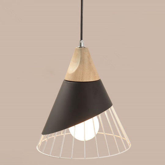 Minimalist Nordic Macaroon Hanging Light with Solid Wood Shade for Bedroom