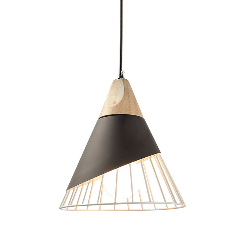Minimalist Nordic Macaroon Hanging Light with Solid Wood Shade for Bedroom