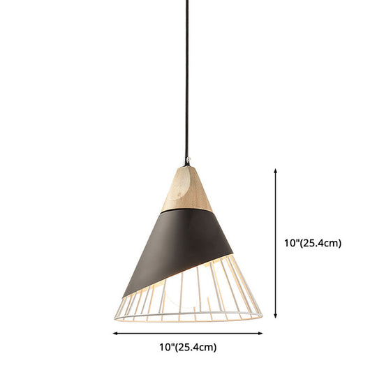Minimalist Nordic Macaroon Hanging Light with Solid Wood Shade for Bedroom
