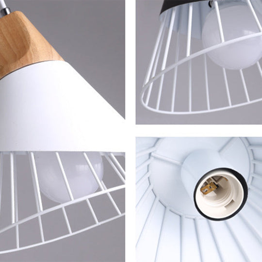 Minimalist Nordic Macaroon Hanging Light with Solid Wood Shade for Bedroom