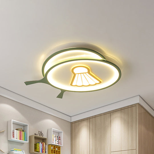Children's Badminton Pattern LED Ceiling Light - Green Flush Mount
