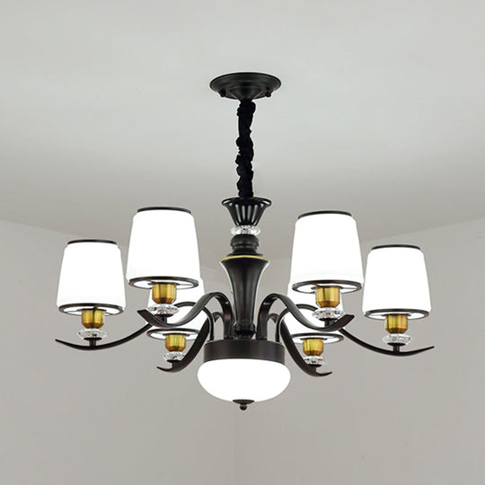 Adalyn - White Frosted Glass Chandelier: Modern Crystal Decoration 6 / Black