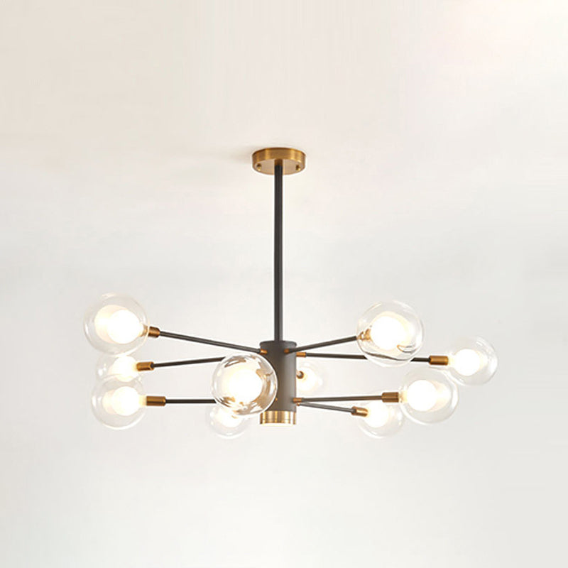 Electra - Modern Globe Suspension Hanging Pendant Light Modern Style Corridor Clear Glass Chandelier in Frosted Spray Paint Finish