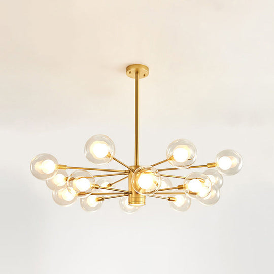 Electra - Modern Globe Suspension Hanging Pendant Light Modern Style Corridor Clear Glass Chandelier in Frosted Spray Paint Finish