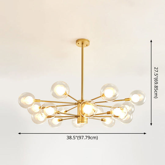 Electra - Modern Globe Suspension Hanging Pendant Light Modern Style Corridor Clear Glass Chandelier in Frosted Spray Paint Finish