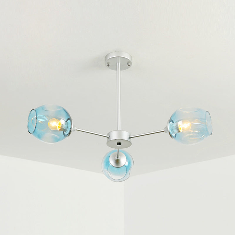 Alrami - Contemporary Hanging Lamp: Whiskey Glass Branch Light 3 / Silver Blue