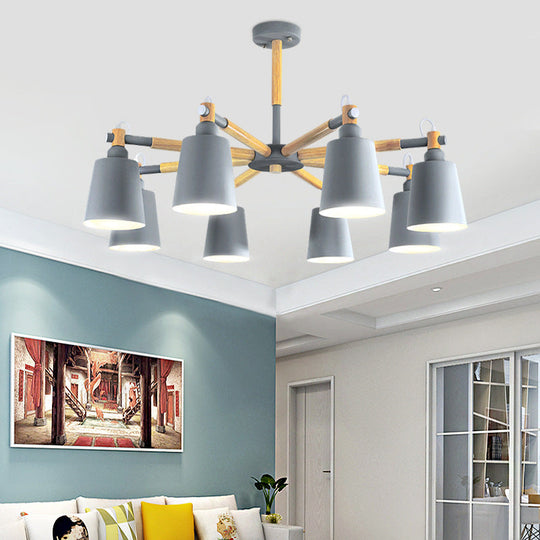 CÃ©lia - Modern Dining Room Pendant Lamp Modern Wooden Minimalism Hanging Light with Downward Metal Cloche Shade