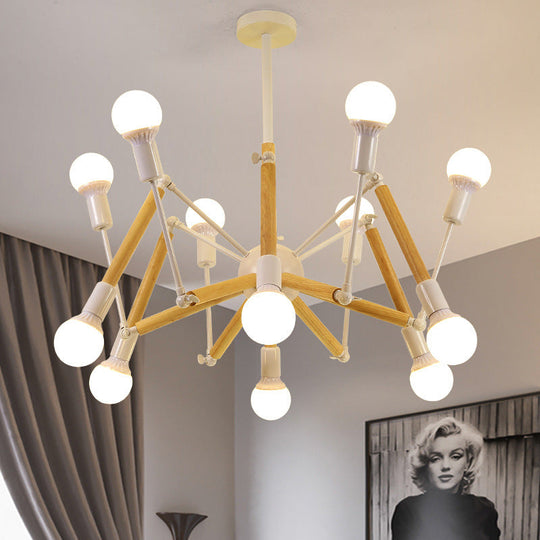 Mirella - Wooden Spider Chandelier: Modern Simplicity Dining Room Lamp