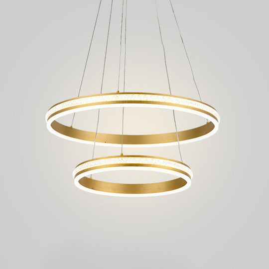 Gianfar - 16+24 2-Tiered Gold LED Chandelier with Diamond Stripes Shade