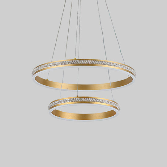 Gianfar - 16+24 2-Tiered Gold LED Chandelier with Diamond Stripes Shade