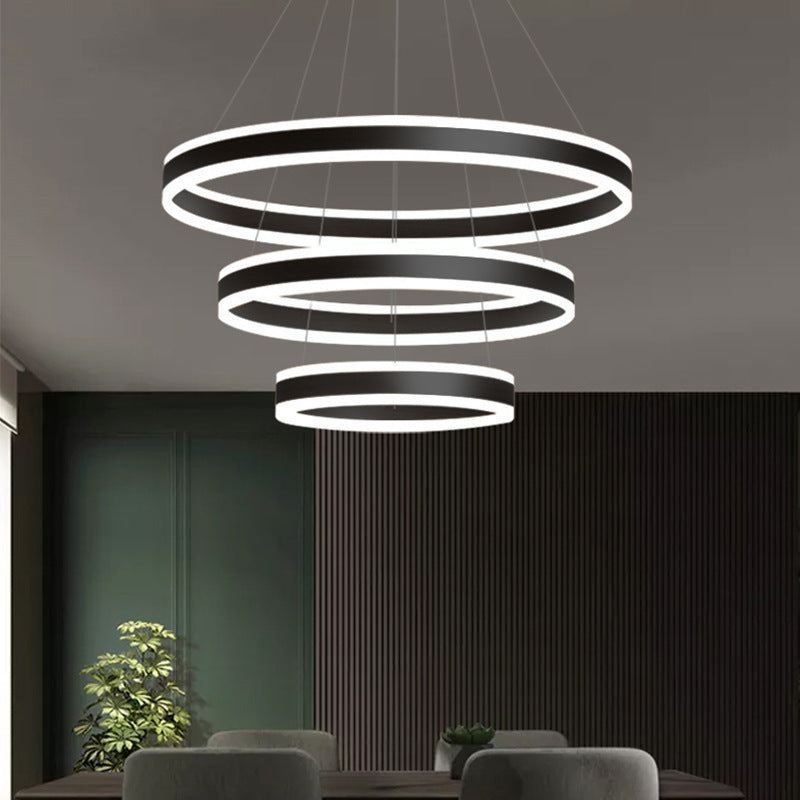 Francesca - Modern 23.6+31.5+39.3 Diameter 3-Tiered LED Chandelier Aluminum Ring-shaped Pendant Lighting Fixtures for Office Meeting Room
