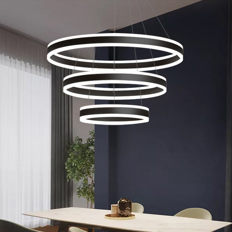 Francesca - Modern 23.6+31.5+39.3 Diameter 3-Tiered LED Chandelier Aluminum Ring-shaped Pendant Lighting Fixtures for Office Meeting Room