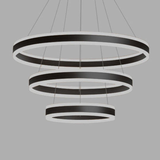 Francesca - Modern 23.6+31.5+39.3 Diameter 3-Tiered Led Chandelier Aluminum Ring-Shaped Pendant
