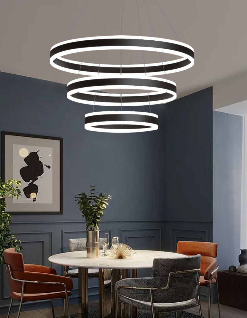 Francesca - Modern 23.6+31.5+39.3 Diameter 3-Tiered Led Chandelier Aluminum Ring-Shaped Pendant